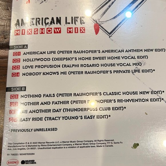 Madonna "American Life Mixshow Mix (In Memory of Peter Rauhofer"EP Vinyl RSD 23 - Picture 4 of 7